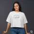 Ladies Graphic Oversize Crop Top White